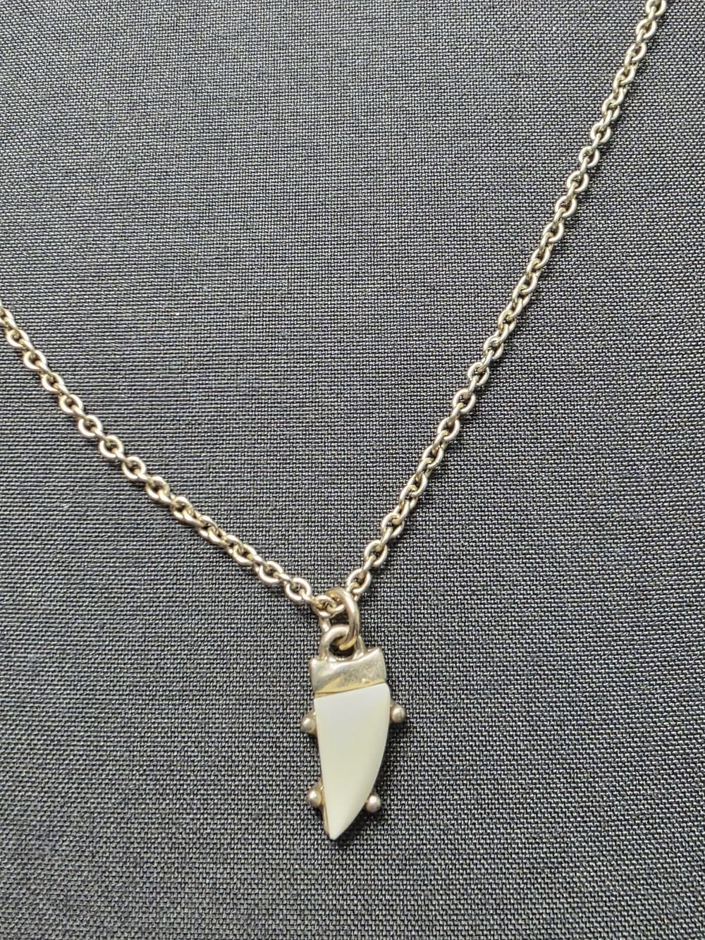 Estate Gold Tone Chain with Cream Tooth Pendant Necklace Item 435